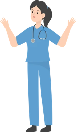 Female Doctor raising hand Illustration