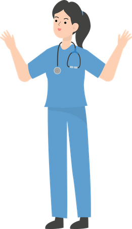 Female Doctor raising hand  Illustration