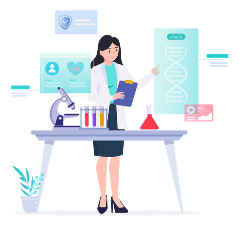 Female Doctor Research In Laboratory  Illustration