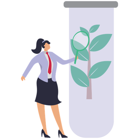 Female doctor research on Biotechnology science Ecosystem  Illustration
