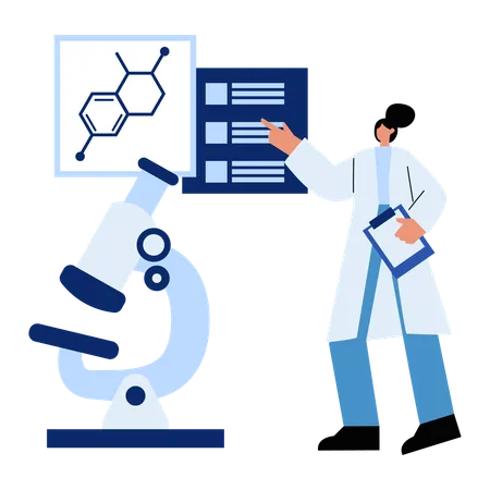 Female Doctor Research on Dna  Illustration