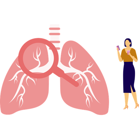 Female Doctor research on lungs infection  Illustration