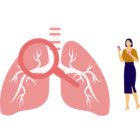 Female Doctor research on lungs infection  Illustration