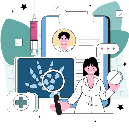 Female Doctor research patient report  Illustration