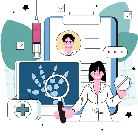 Female Doctor research patient report  Illustration