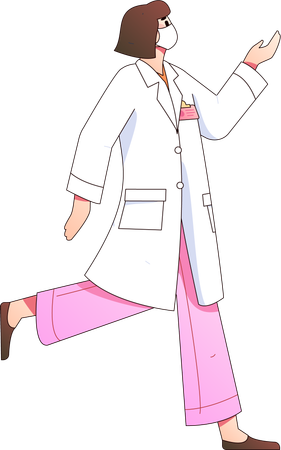 Female doctor running while showing something  Illustration