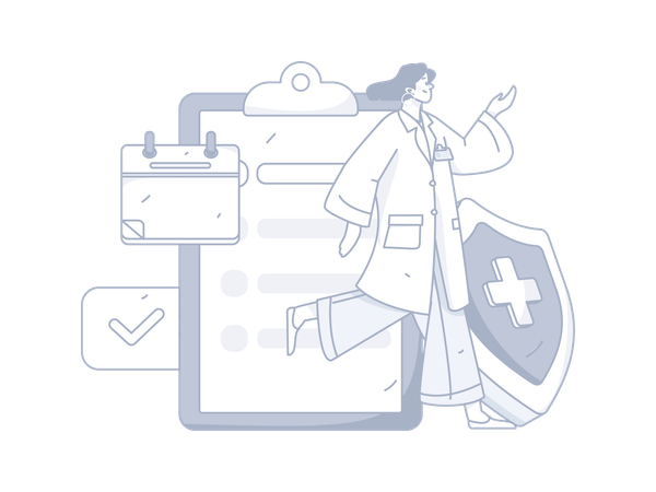 Female doctor running with medical insurance  Illustration