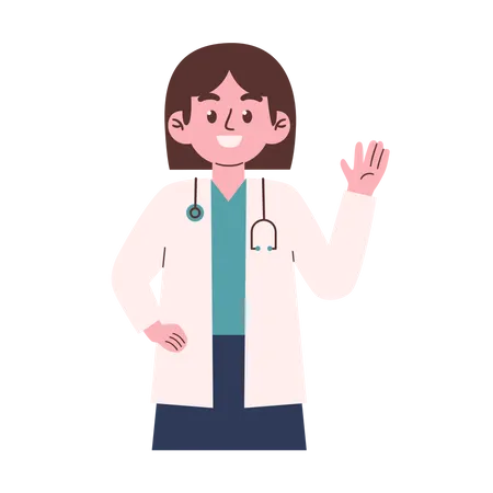Female Doctor say hello Illustration