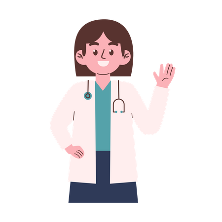 Female Doctor say hello  Illustration