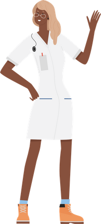 Female doctor saying hello  Illustration