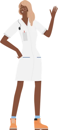 Female doctor saying hello  Illustration
