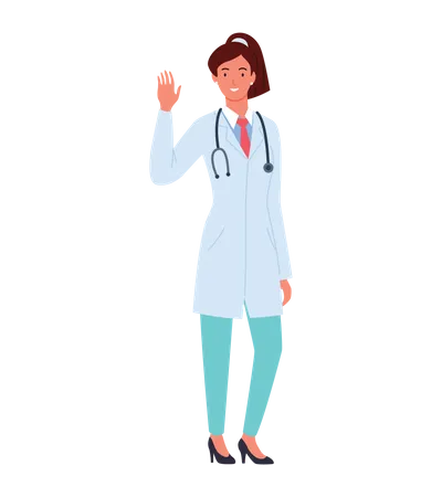 Female Doctor saying hello  Illustration