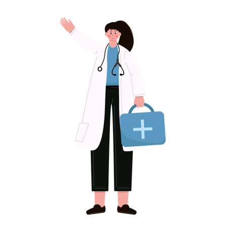 Female doctor saying hi  Illustration