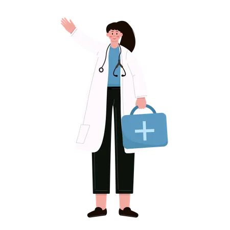 Female doctor saying hi  Illustration