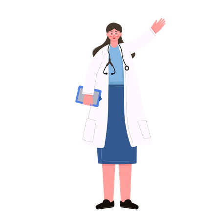 Female doctor saying hi  Illustration