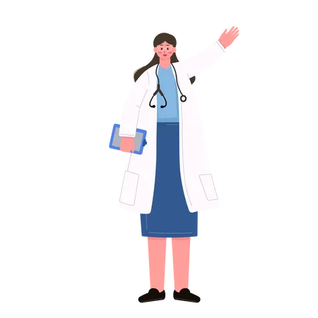 Female doctor saying hi  Illustration