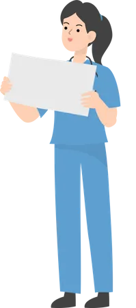 Female Doctor showing blank placard  Illustration