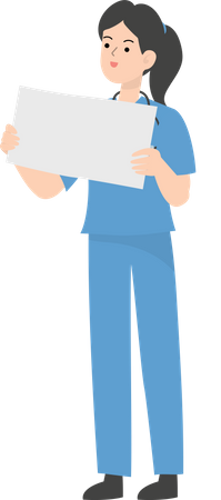 Female Doctor showing blank placard  Illustration