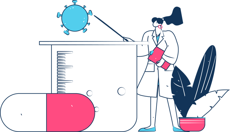 Female doctor showing Corona testing report  Illustration