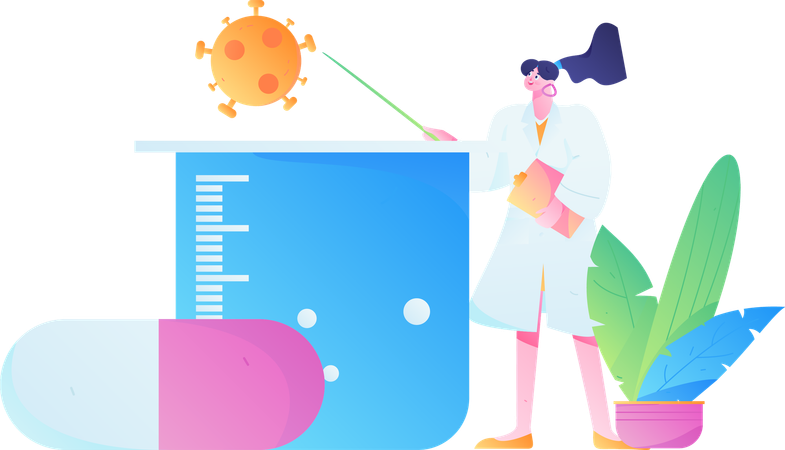 Female doctor showing Corona testing report  Illustration