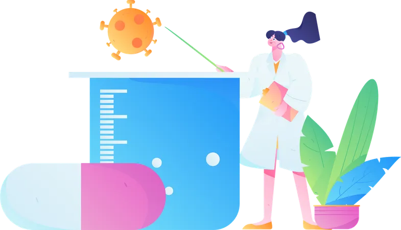 Female doctor showing Corona testing report  Illustration