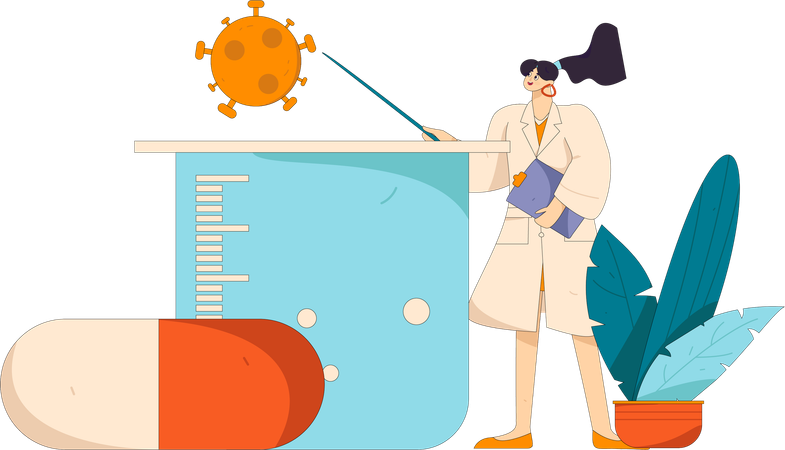 Female doctor showing Corona testing report  Illustration