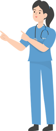 Female Doctor showing left direction  Illustration