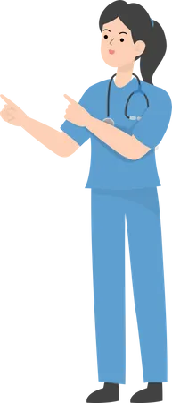 Female Doctor showing left direction  Illustration