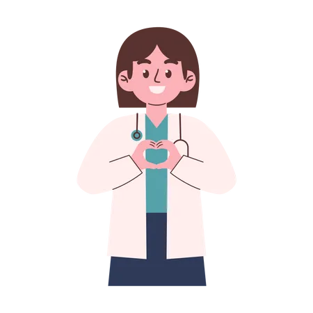 Female Doctor showing love sign  Illustration