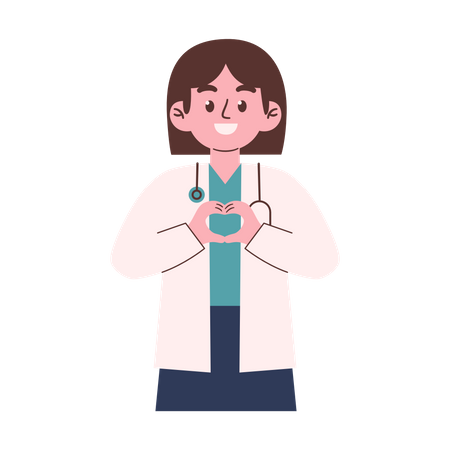 Female Doctor showing love sign  Illustration
