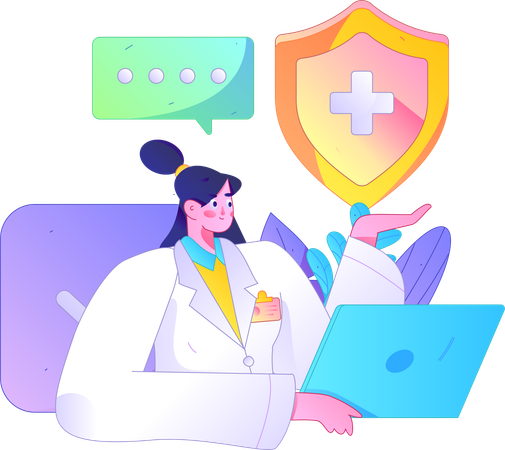 Female doctor showing medical insurance  Illustration