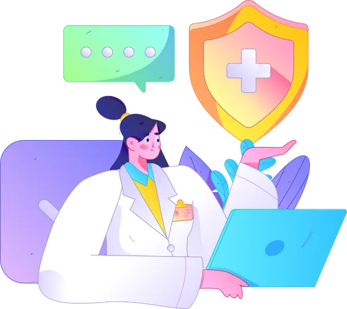 Female doctor showing medical insurance  Illustration