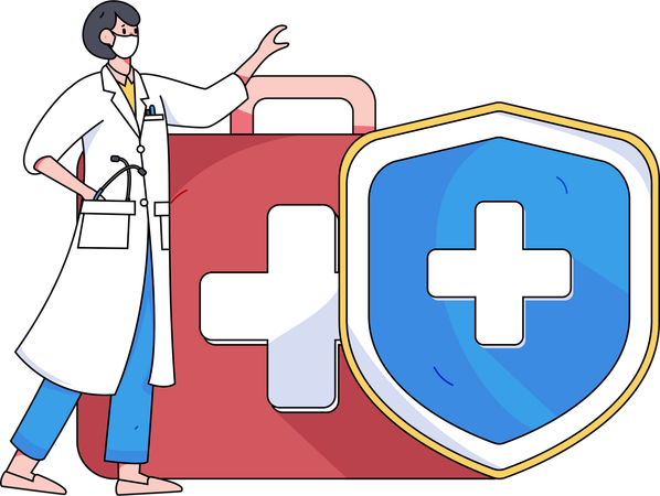 Female doctor showing medical insurance  Illustration