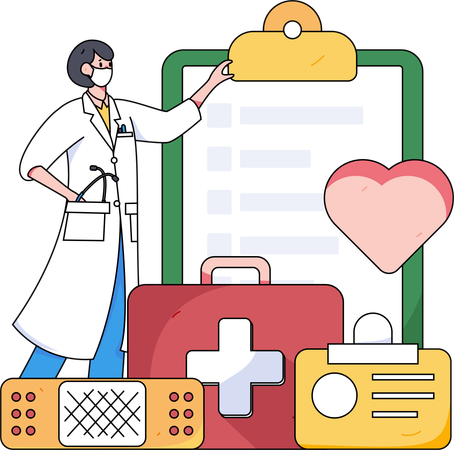 Female doctor showing medical report  Illustration