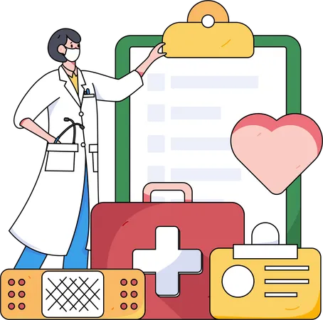 Female doctor showing medical report  Illustration