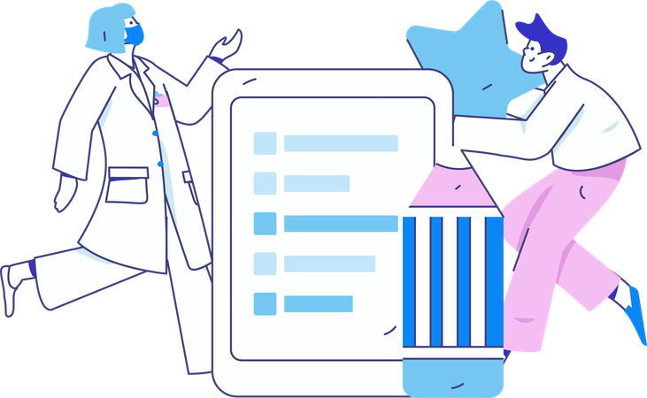 Female doctor showing medical report  Illustration