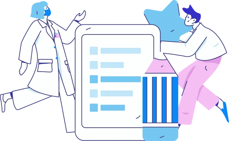 Female doctor showing medical report  Illustration