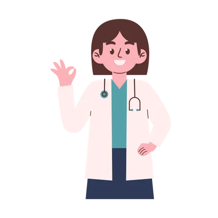 Female Doctor showing ok sign  Illustration