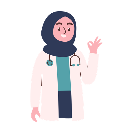 Female Doctor Showing Ok Sign  Illustration