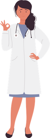 Female doctor showing super sign  Illustration