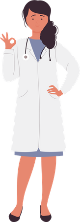 Female doctor showing super sign  Illustration