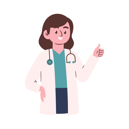 Female Doctor showing thumb up Illustration
