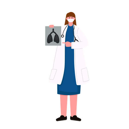 Female doctor showing x ray  Illustration