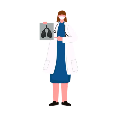 Female doctor showing x ray  Illustration