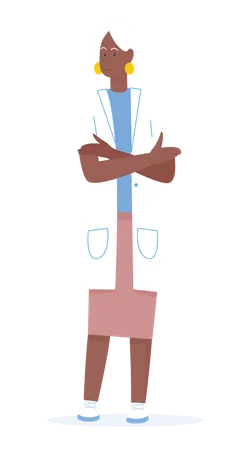 Female doctor standing with cross arms  イラスト
