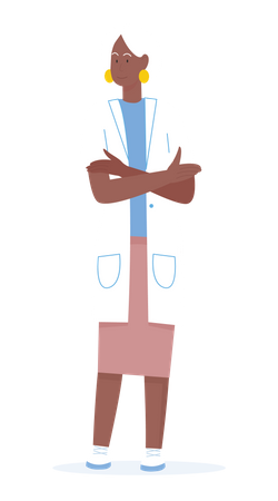 Female doctor standing with cross arms  Illustration