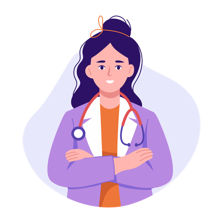 Female doctor standing with stethoscope  Illustration