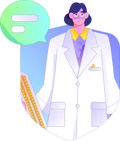 Female doctor suggesting medical insurance policy  Illustration