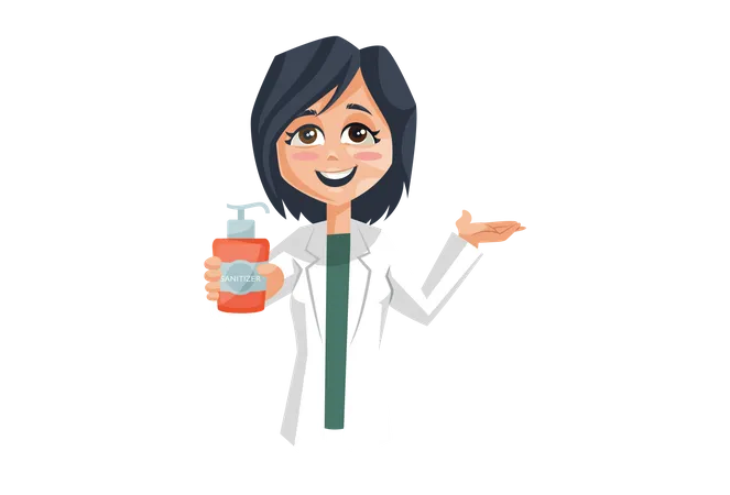 Female Doctor Suggesting to use Hand sanitizer  Illustration