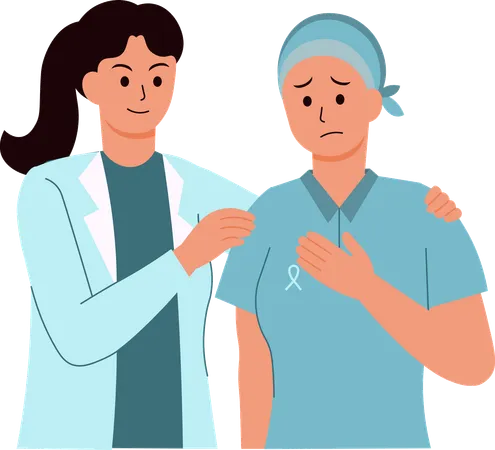 Female doctor supporting Cancer Patient  Illustration